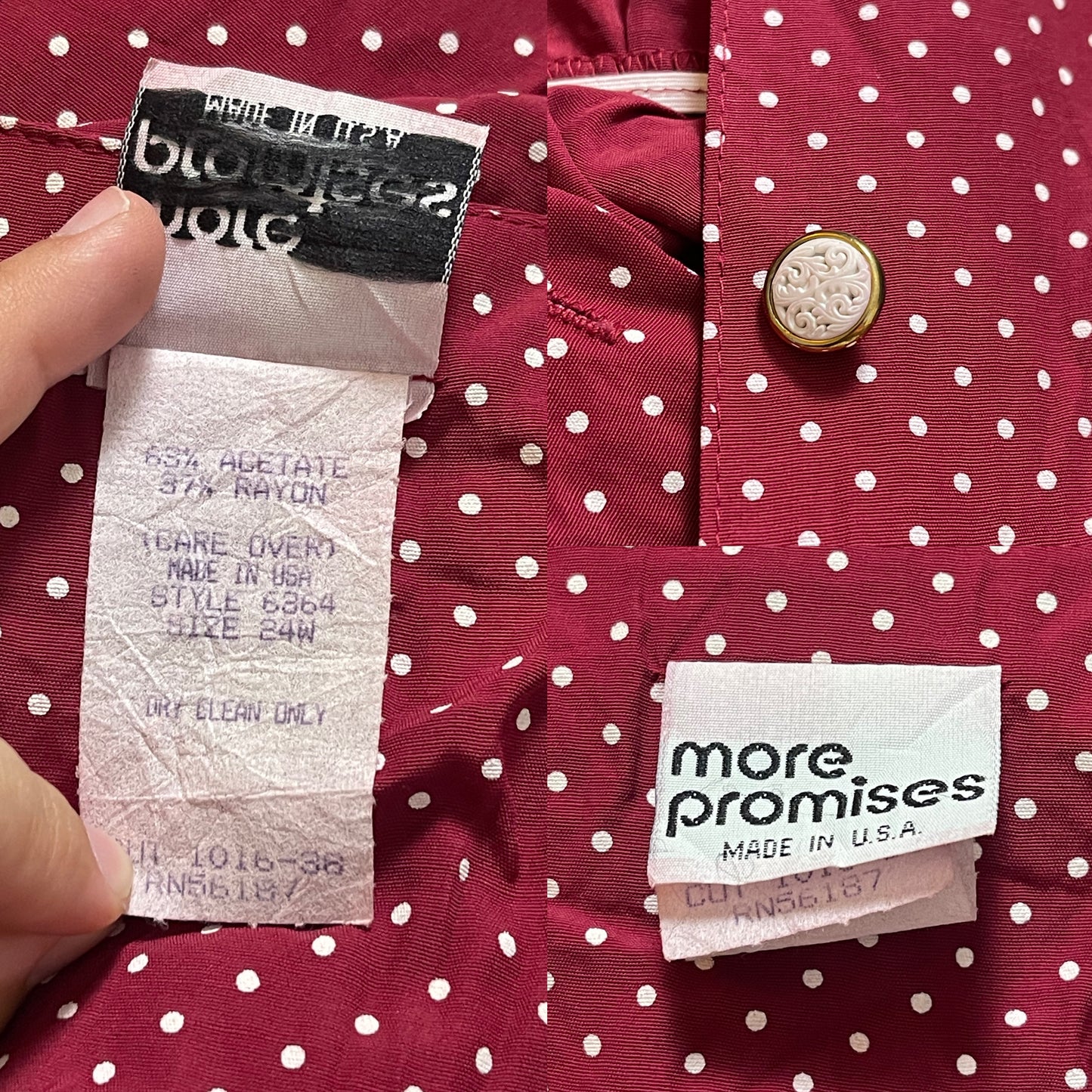 80’s Burgundy Polka Dot Secretary Dress (3X)