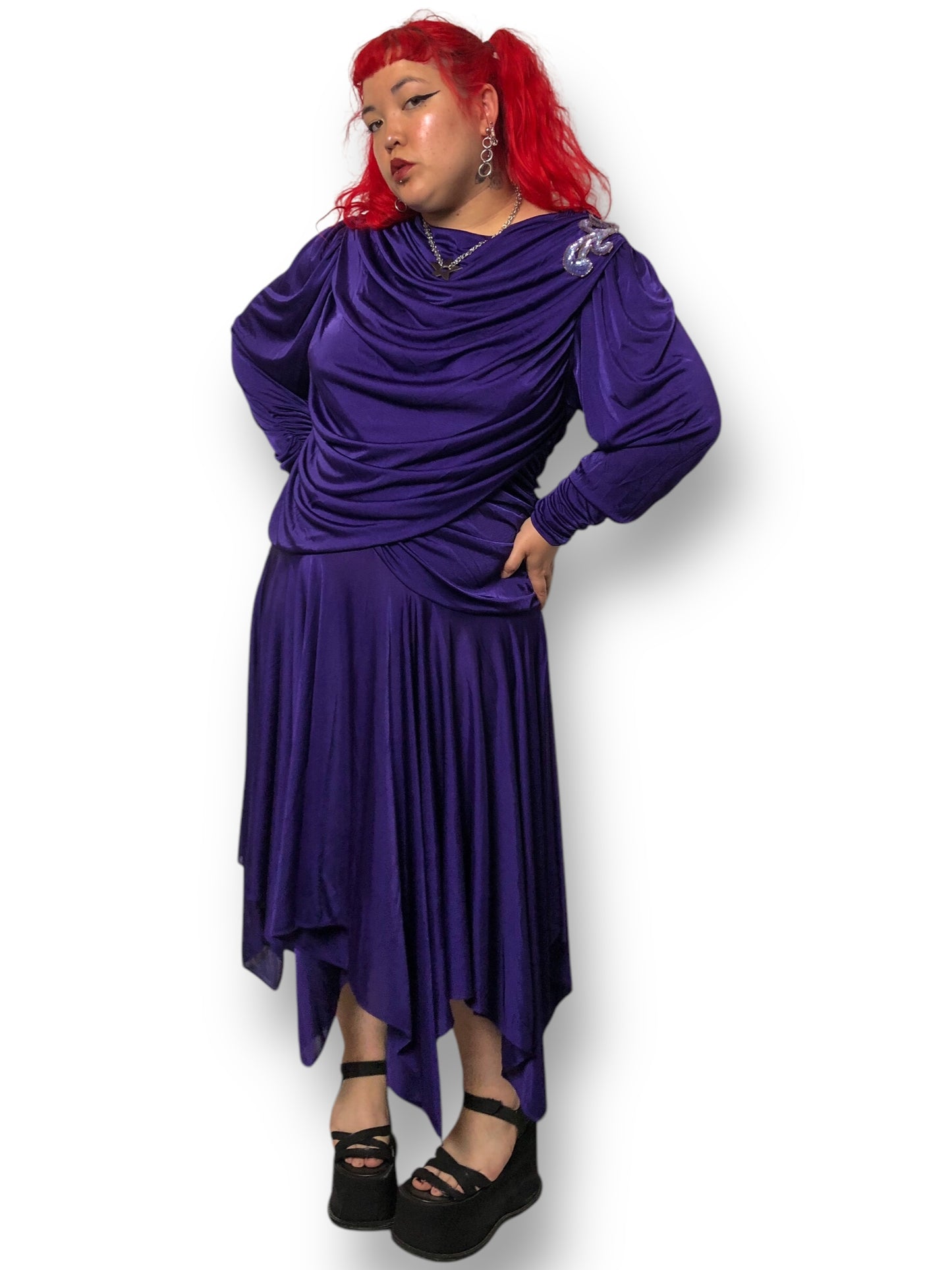 80’s David Rose Purple Retro Cocktail Dress (2X)