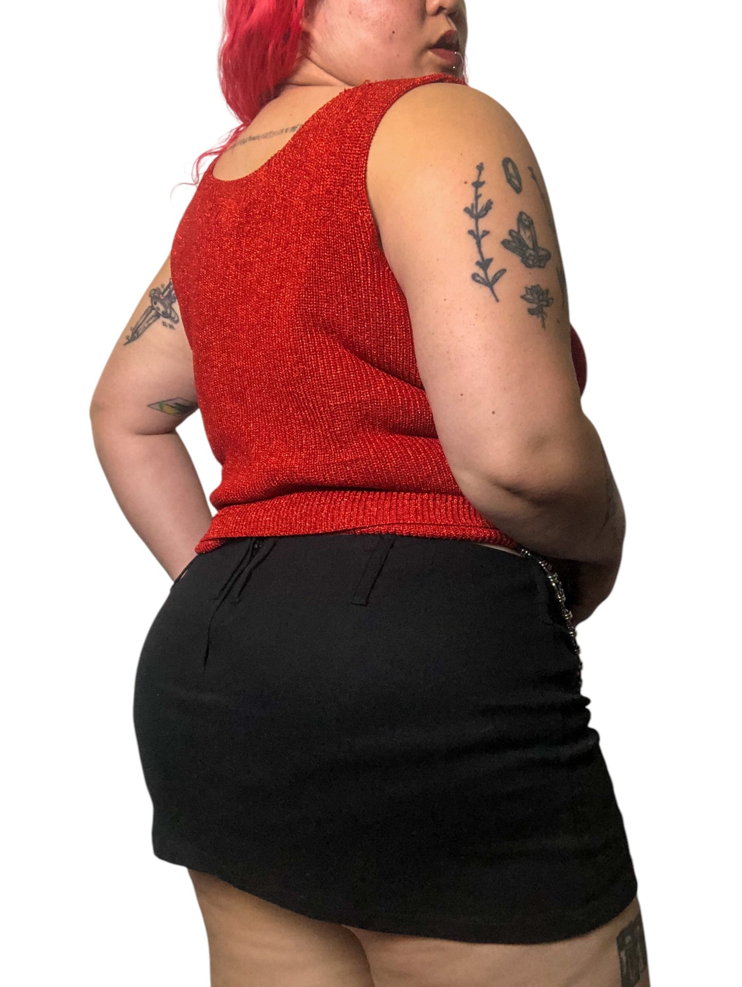 90’s/Y2K XXist Red Sparkly Knit Tank Top (XL/2X)