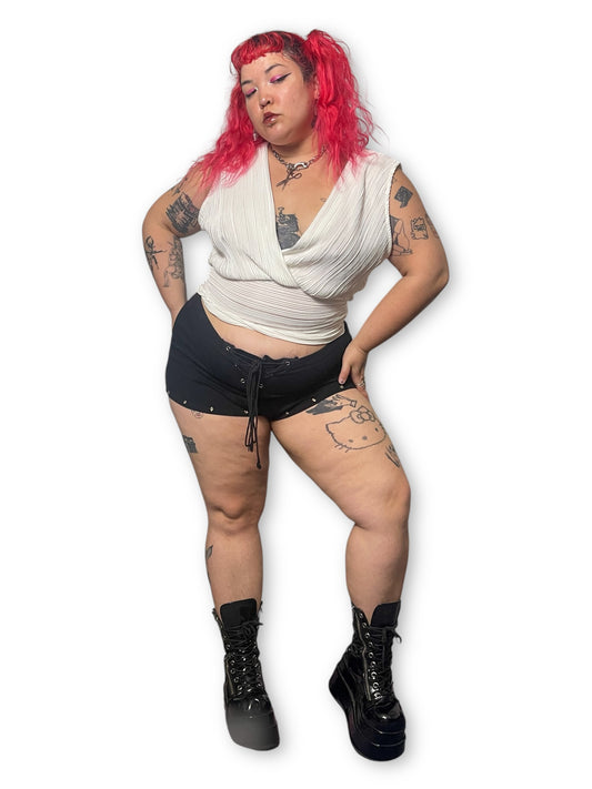 Y2K White Ruched Party Top (1X/2X)