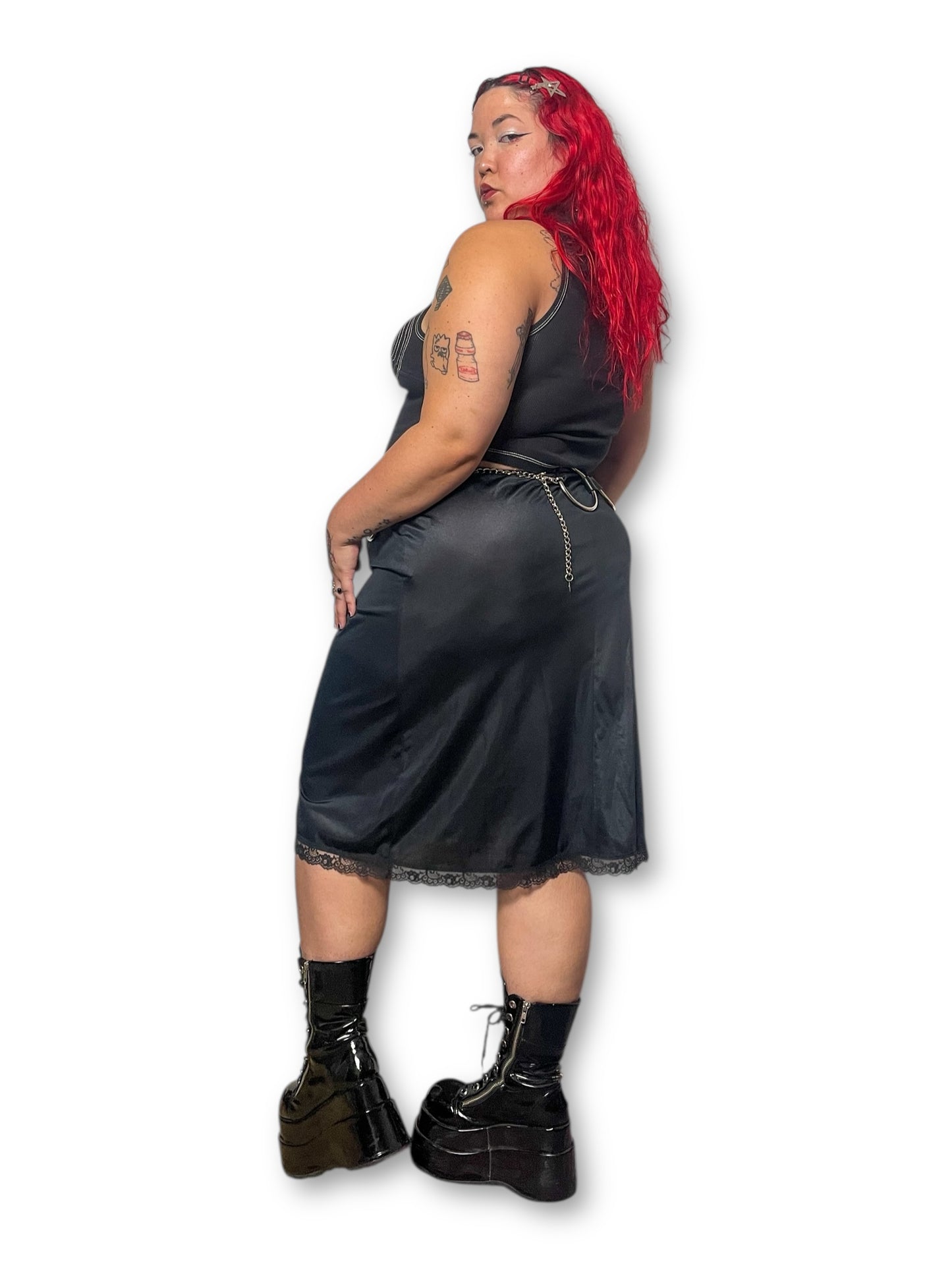 90’s Black Slip Skirt (1X/2X)