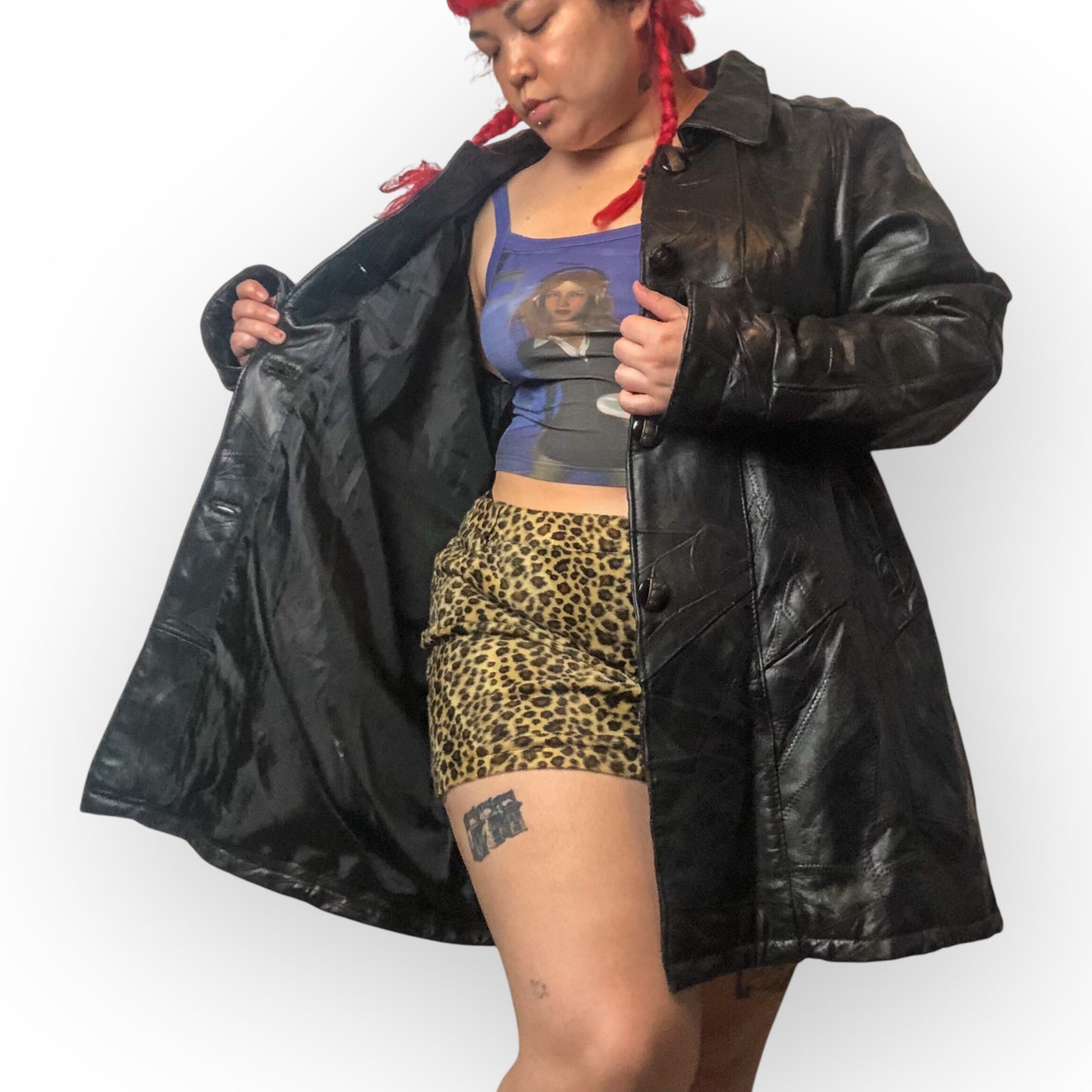 90’s Maxam Black Mosaic Patchwork Leather Jacket (XL)