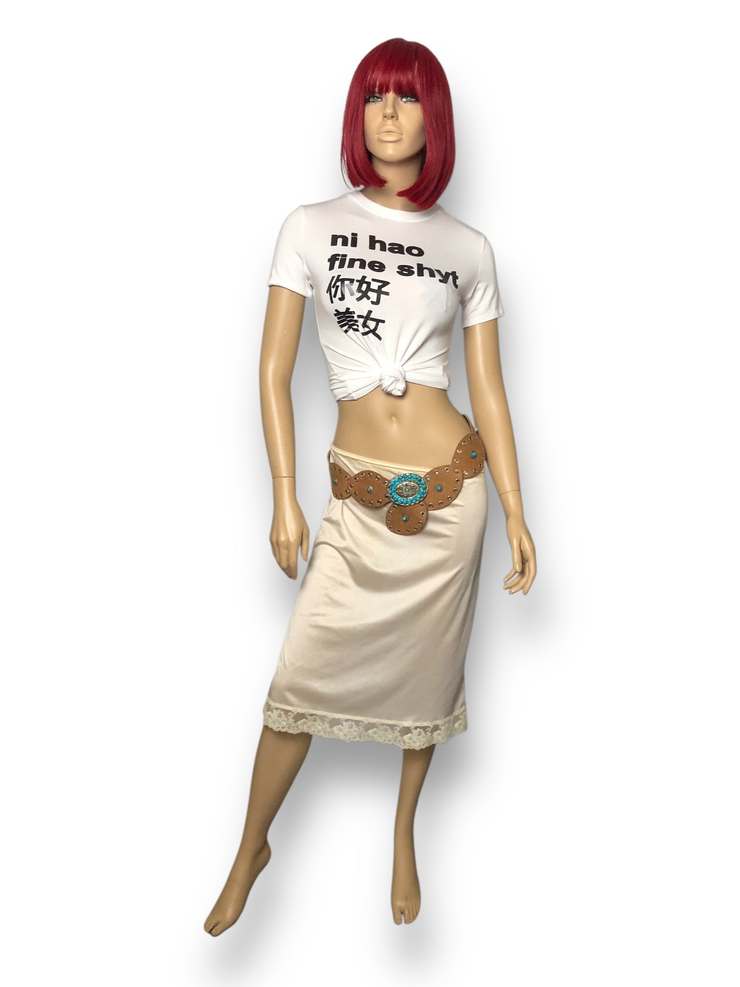 90’s/Y2K Cream Slip Skirt (M)