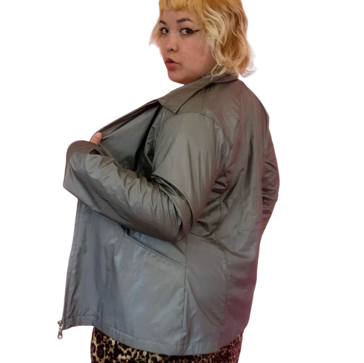 90's Highway Gray Vinyl Jacket (L)