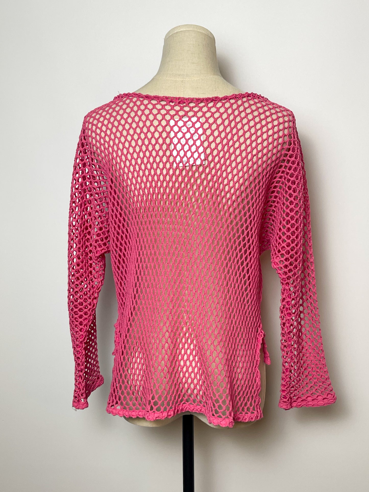 Vintage Pink Fishnet Long Sleeve Top (L/XL)