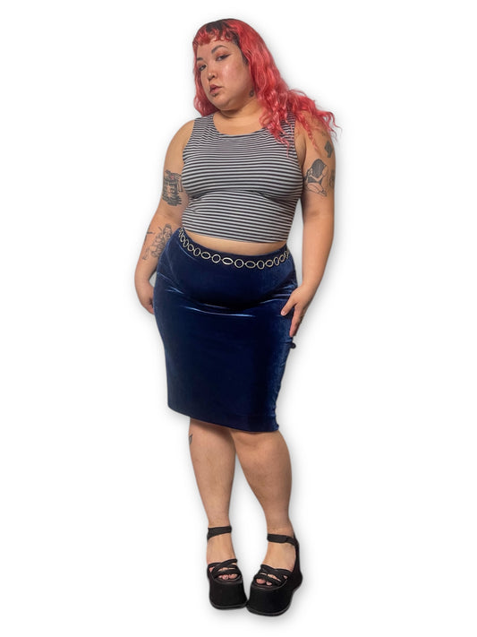 90’s/Y2K Dark Blue Velvet Skirt (L/XL/1X)
