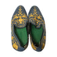 Vintage Floral Embroidered Suede Loafers (11.5)
