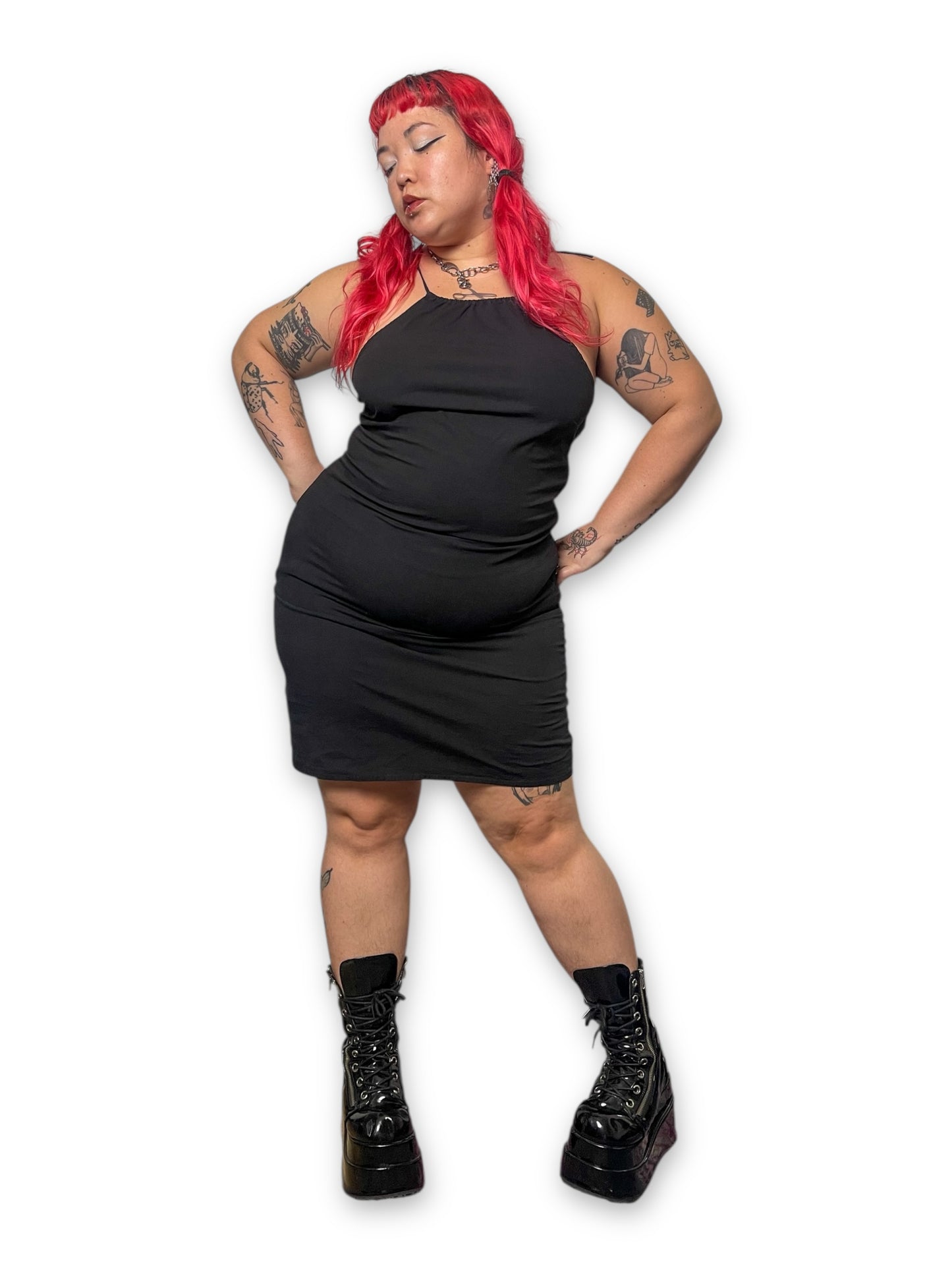 Y2K/Modern Black Halter Dress (XL)