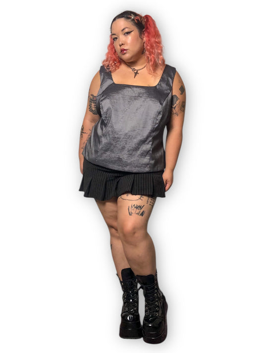 90’s/Y2K J.R. Nites by Carol Lin Shiny Silver Tank Top (3X)