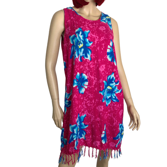 Y2K I.G. Sport Hot Pink Floral Print Dress (XL)