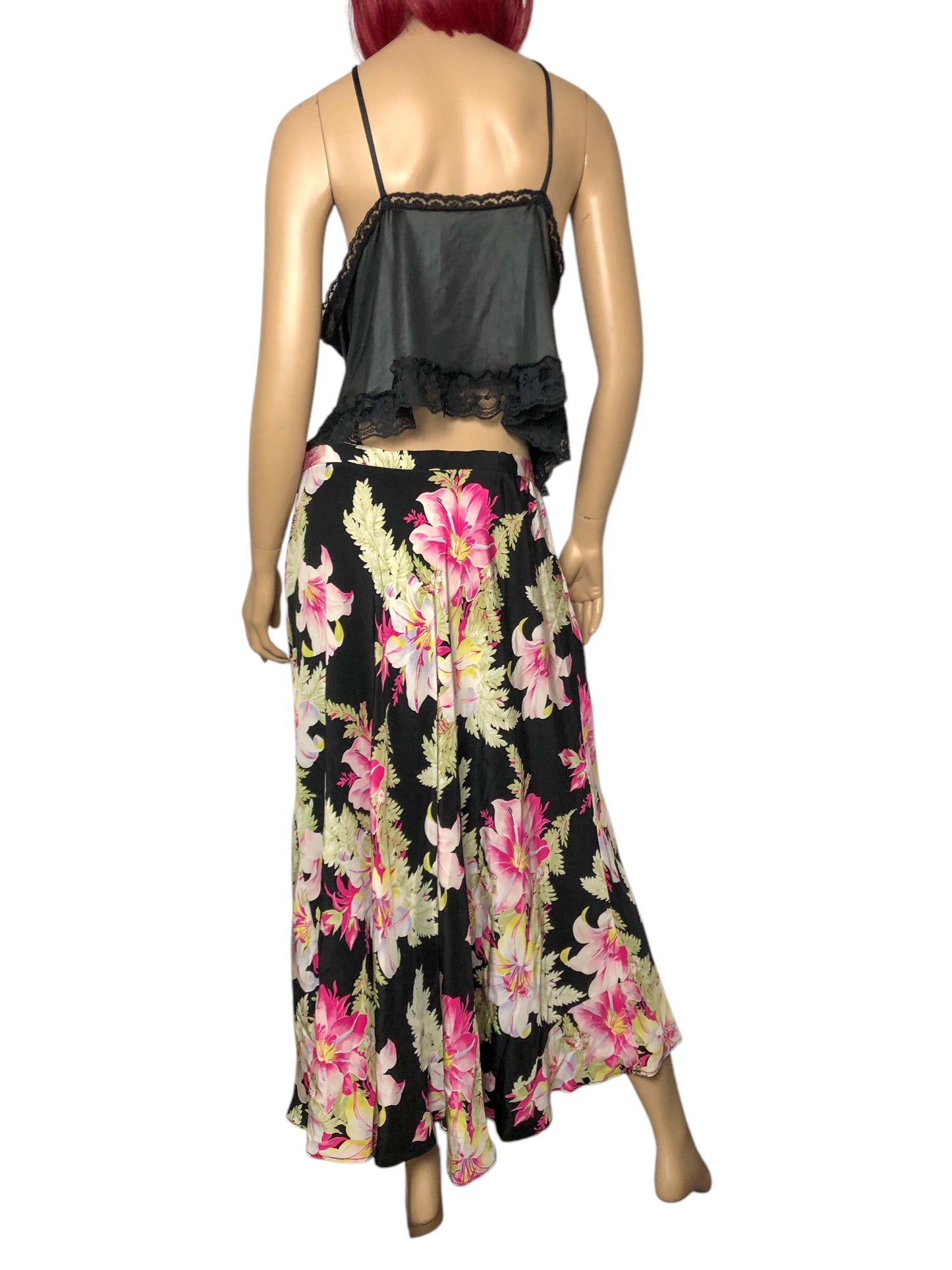 90’s/Y2K Jones New York Black Floral Print Skirt (M/L)