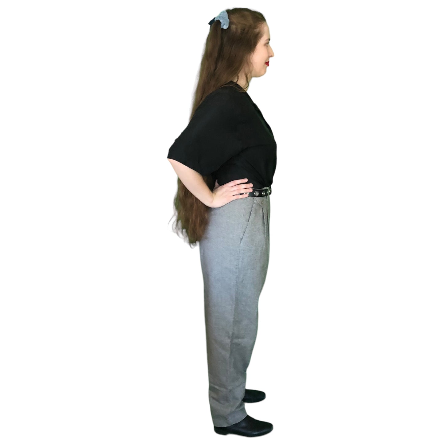 90’s Lee Black and White Micro Houndstooth Pleated Pants (L)