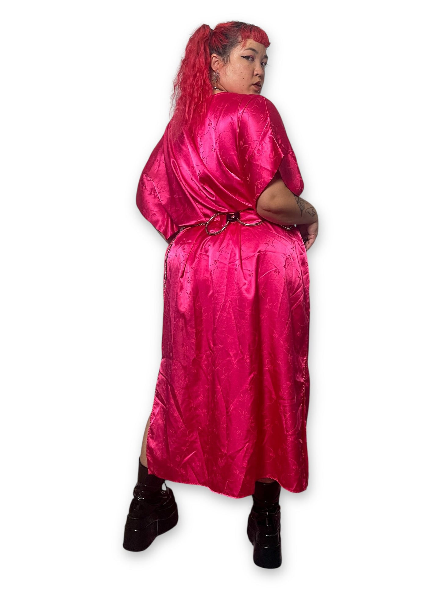 80’s Hot Pink Satin Nightgown (2X)