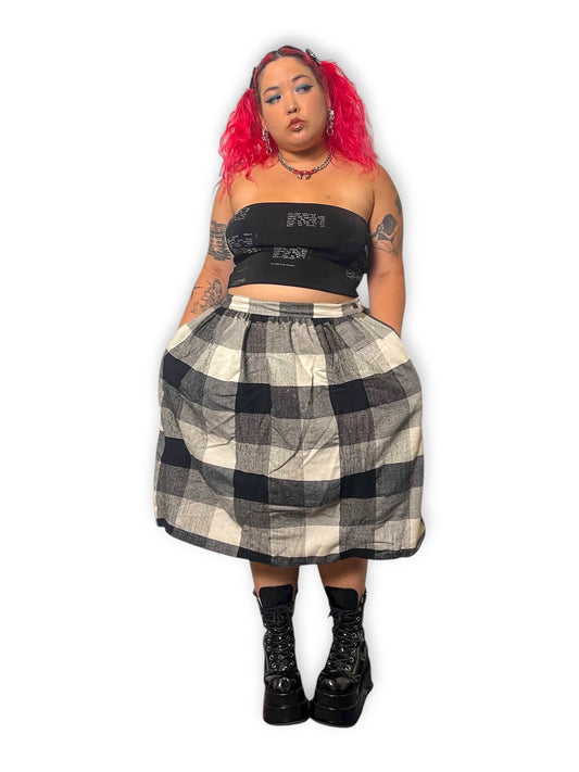 70’s Sag Harbor Black and White Tartan Plaid Skirt (2X)