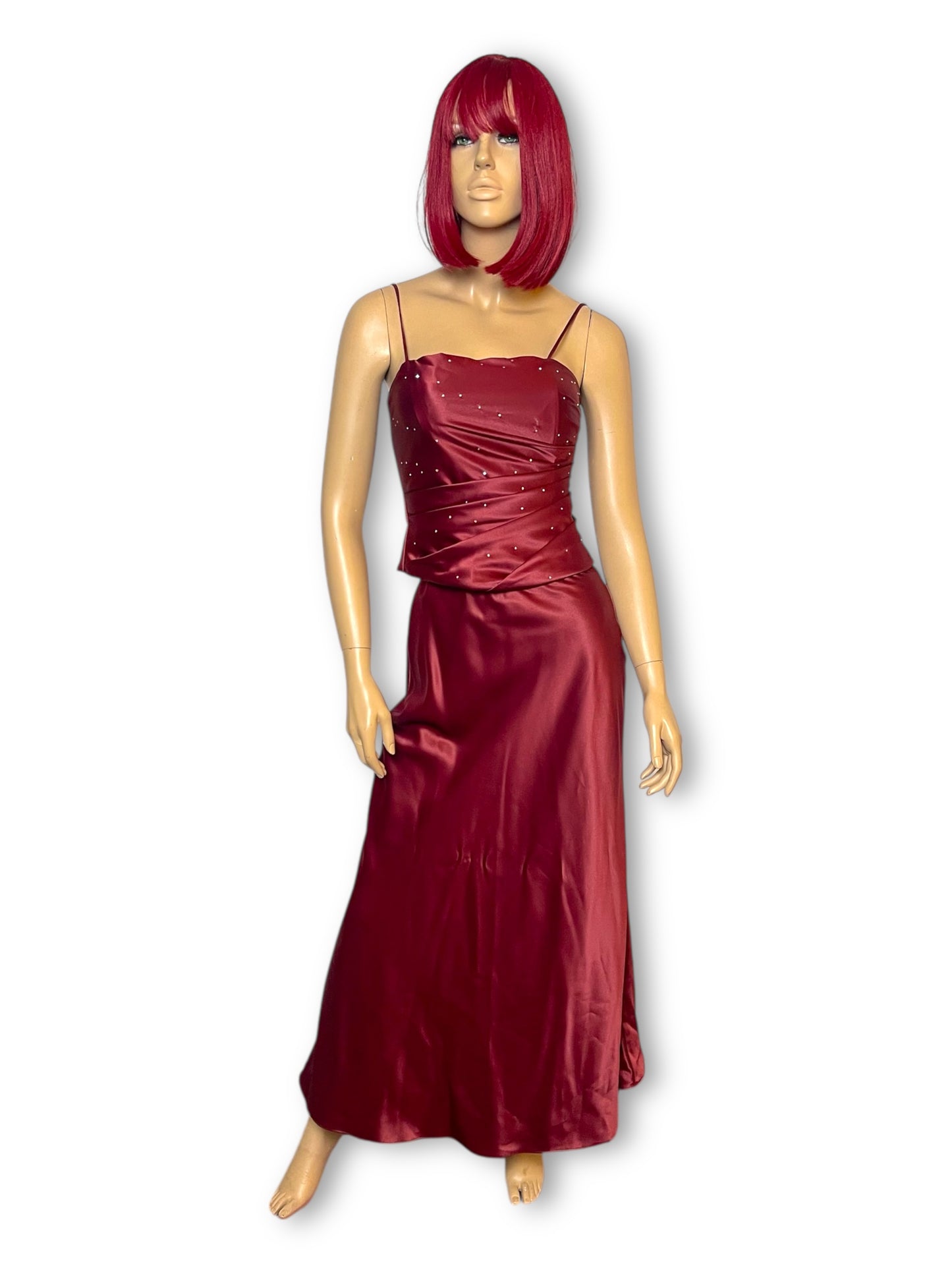 90’s Rebecca Burgundy Satin 3-Piece Evening Set (XS)