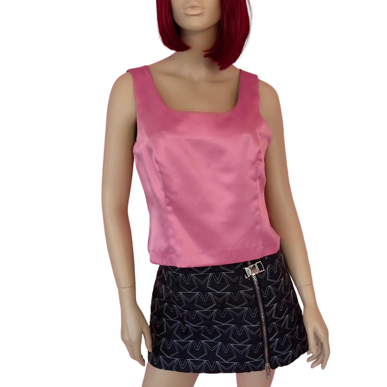 80's Positive Attitude Blush Pink Satin Tank Top (L)