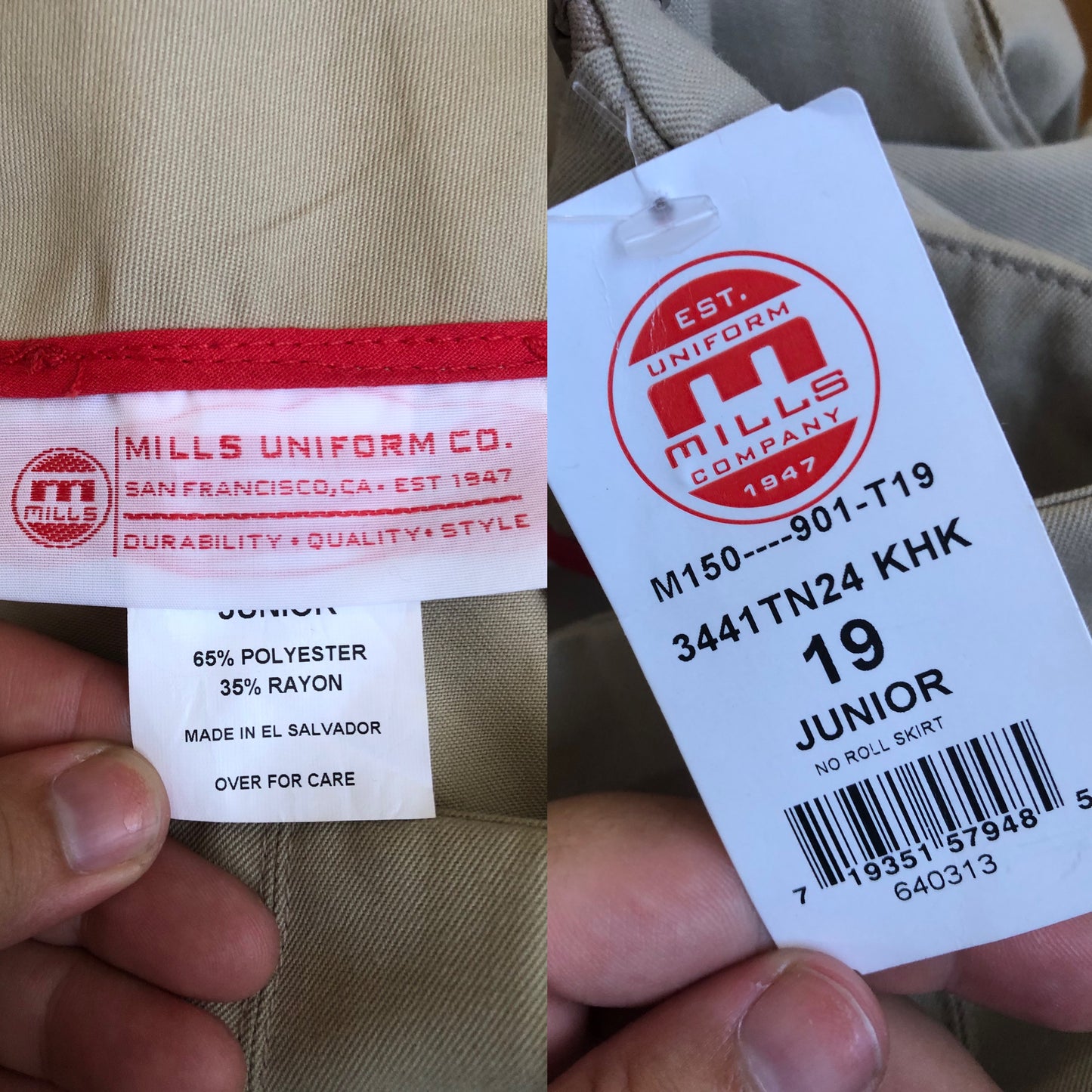 90’s/Y2K Mills Uniform Co Khaki Pleated Skirt (2X)