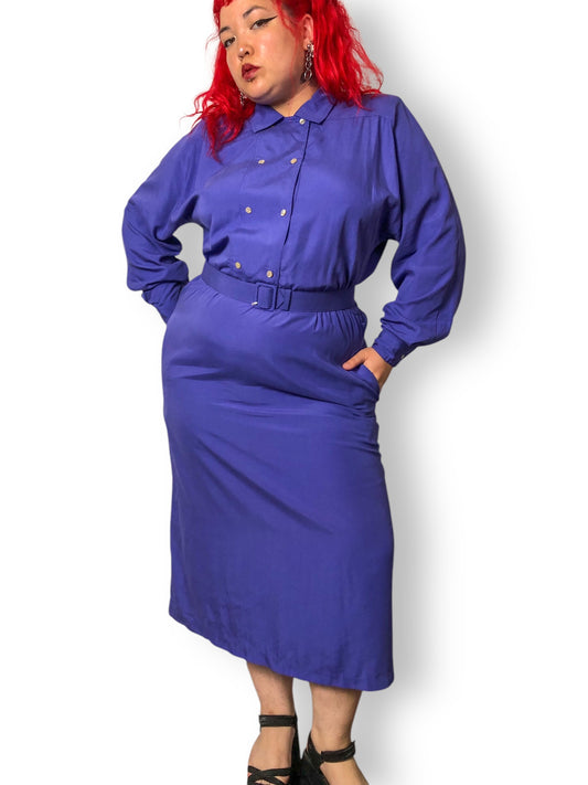 90’s Andrew Harvey Purple Retro Shirt Dress (2X)