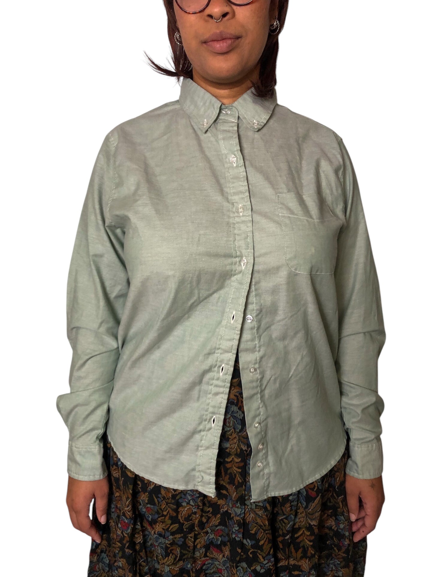 90’s/Y2K The Tall Collection Mint Green Button Down Shirt (2X)