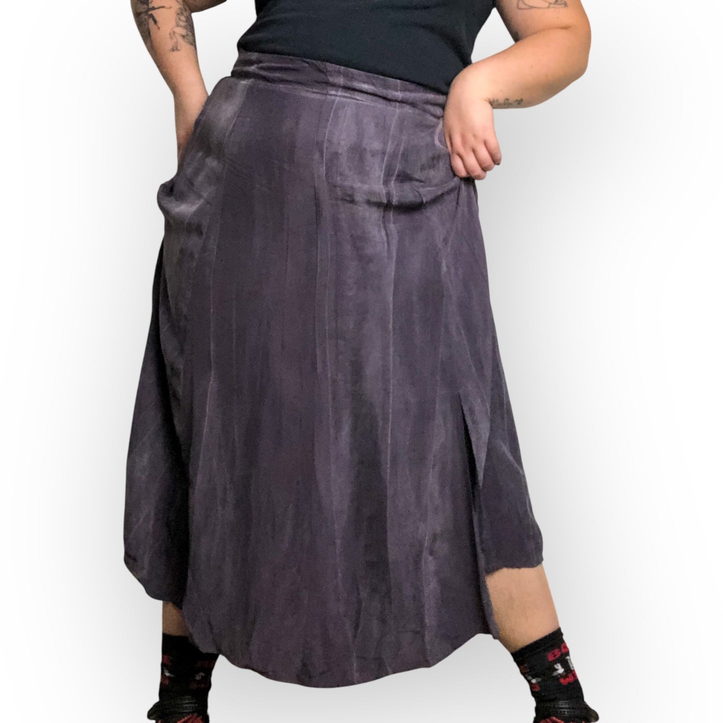 90’s August Max Woman Purple Gray Midi Skirt (2X/3X)