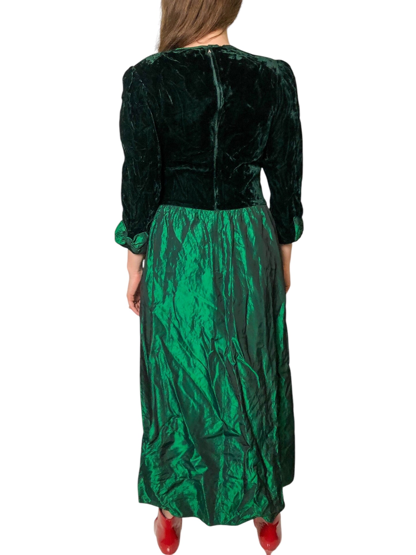 80’s Lanz Originals Dark Green Retro Prom Dress (L/XL)