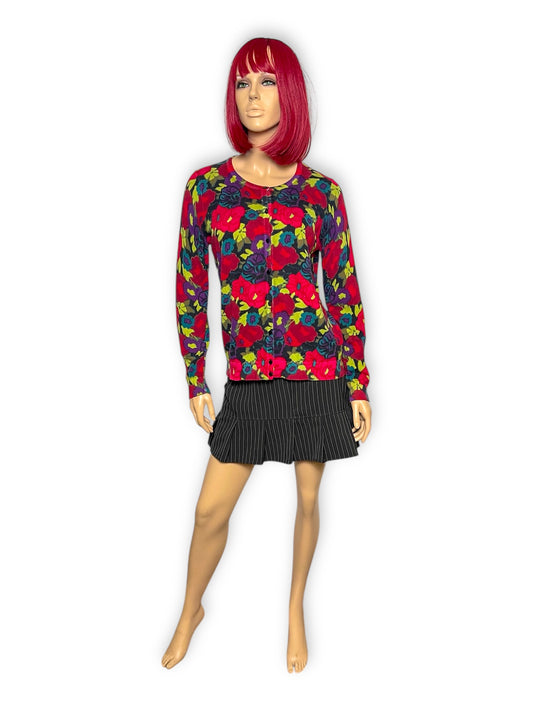 90’s/Y2K Talbots Rainbow Floral Knit Cardigan Sweater (L)