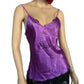 c u n t purple satin embroidered tank (M)