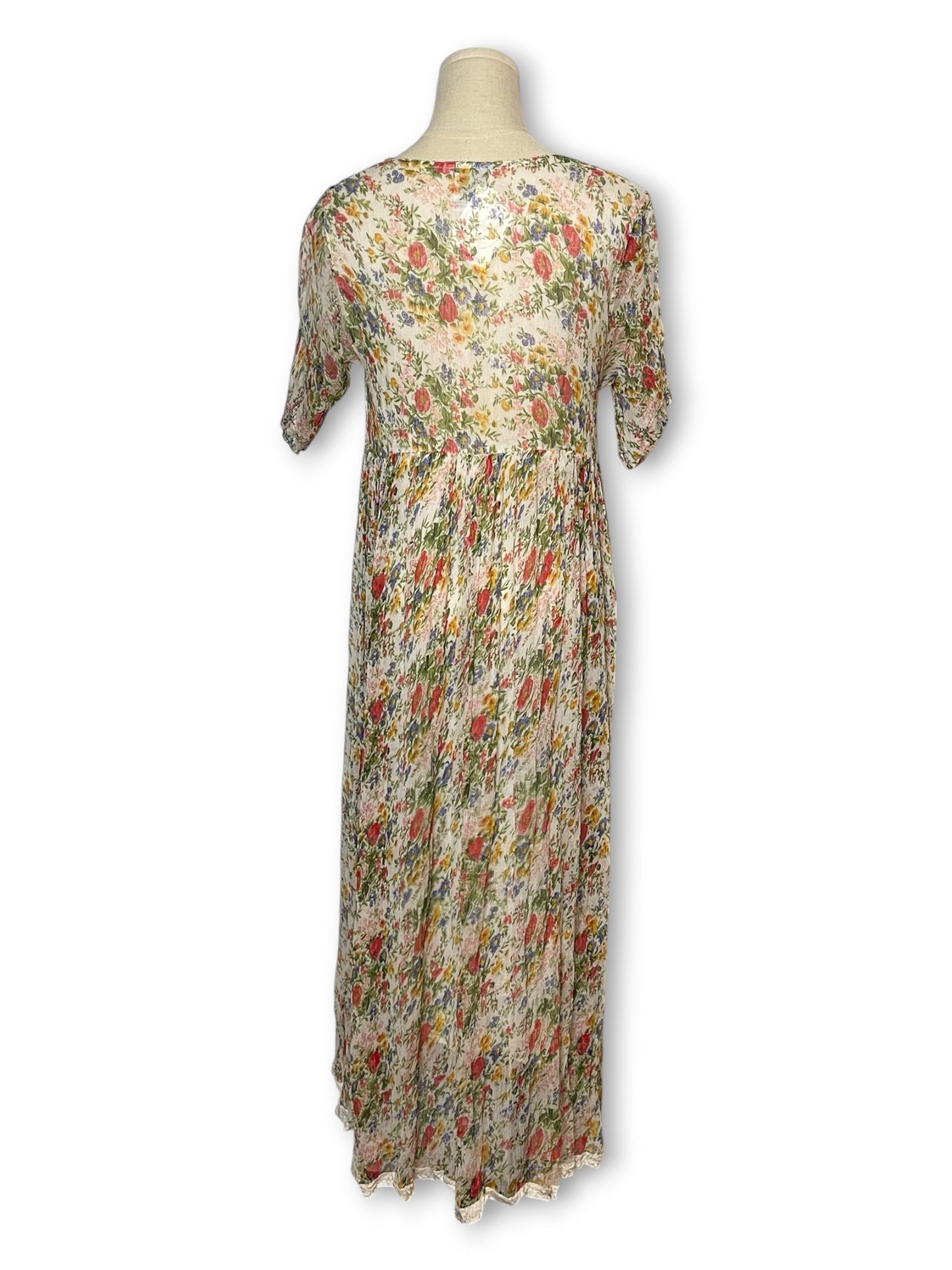 90’s Floral Print Cottage Maxi Dress (M)