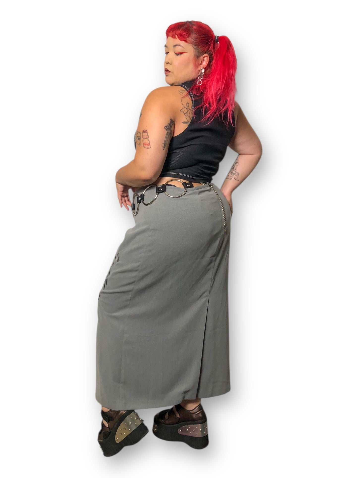 90’s/Y2K Venezia Jeans Clothing Co Gray Maxi Skirt (2X)