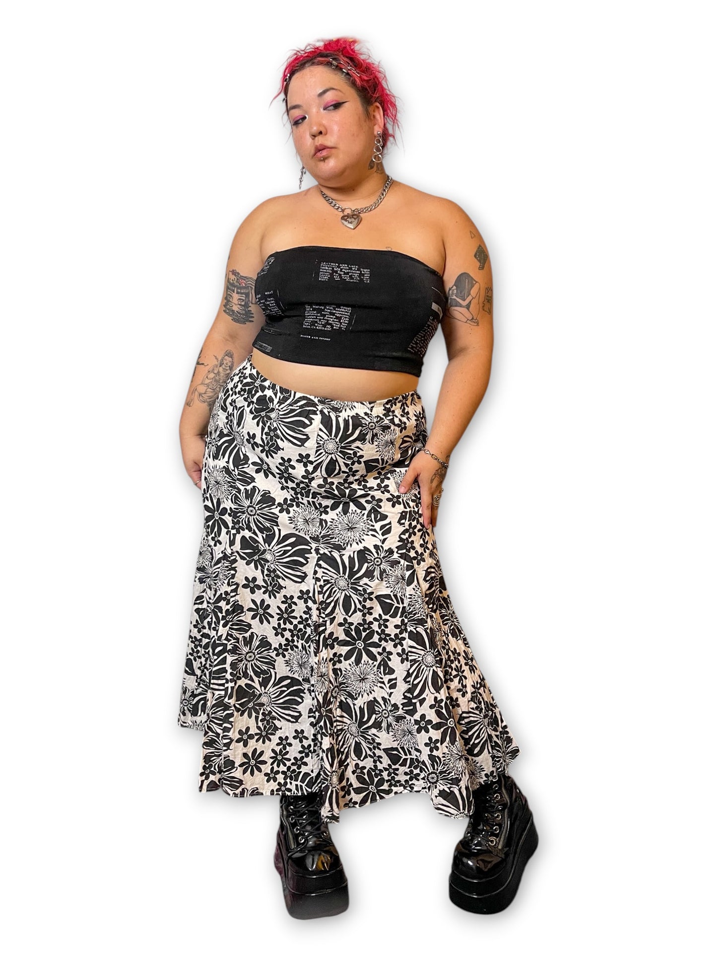 90’s/Y2K Floral Print Midi Skirt (L/XL/1X)