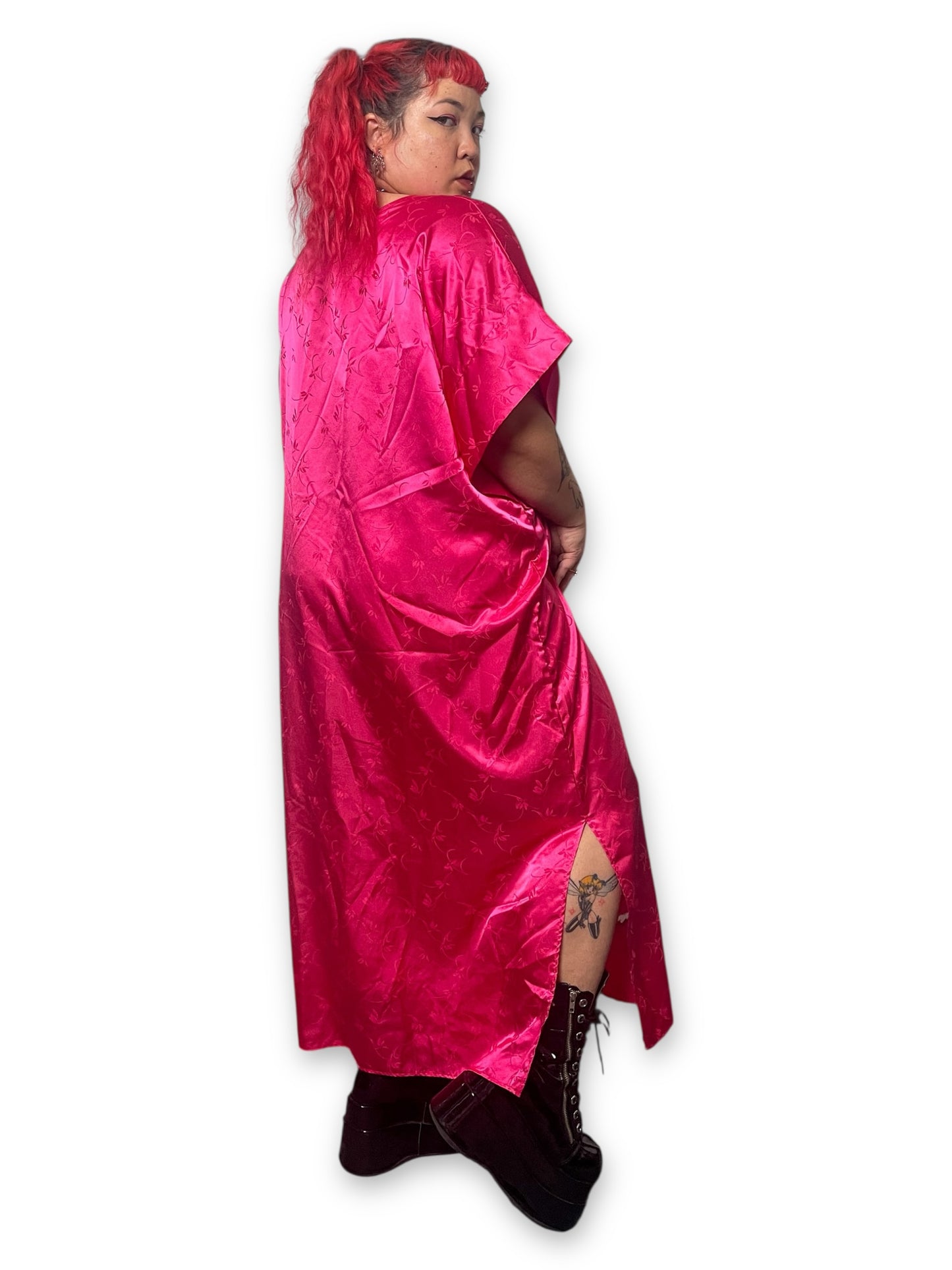 80’s Hot Pink Satin Nightgown (2X)