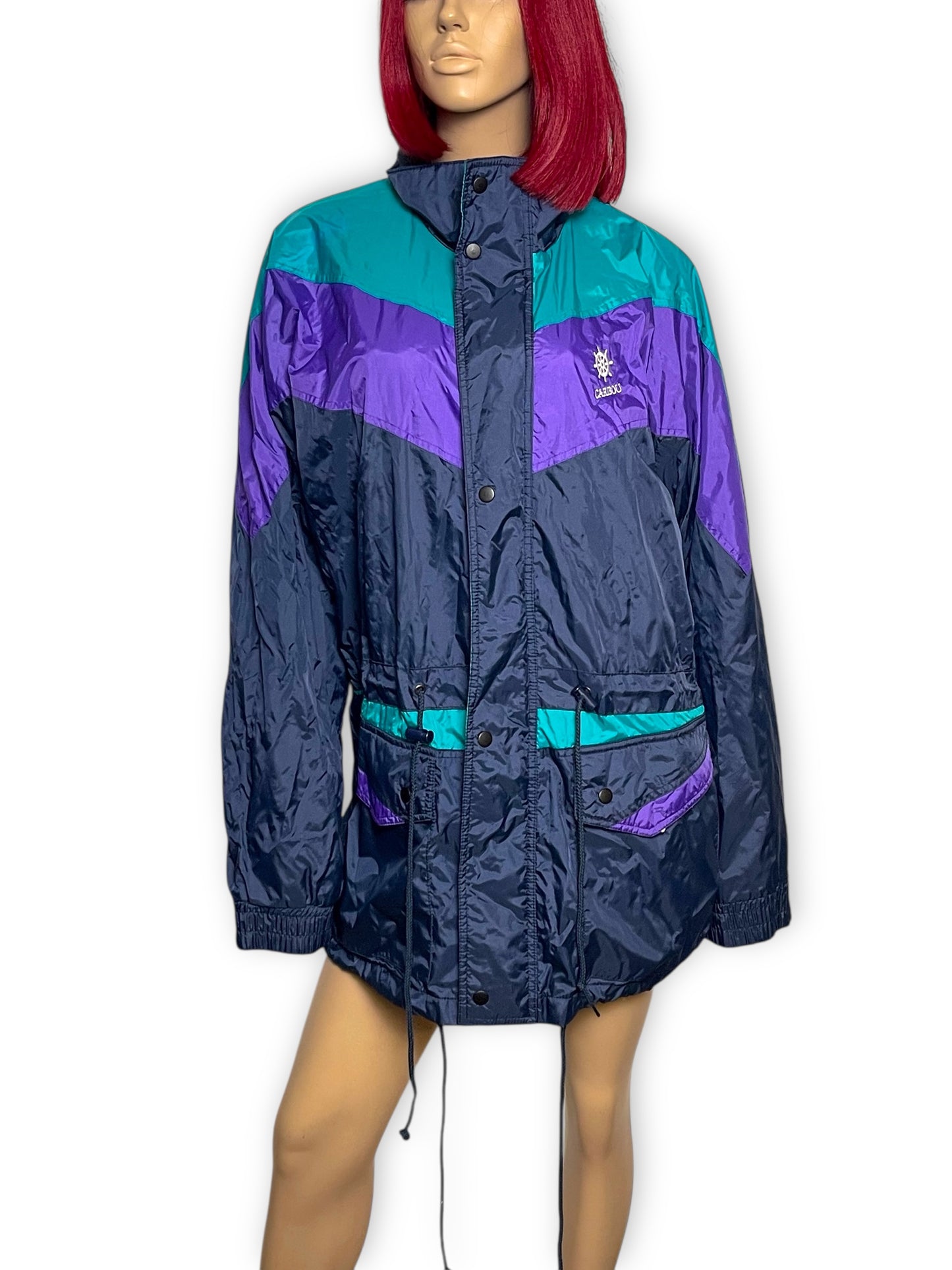 Y2K Sumaggo Navy Blue Windbreaker Jacket (L)