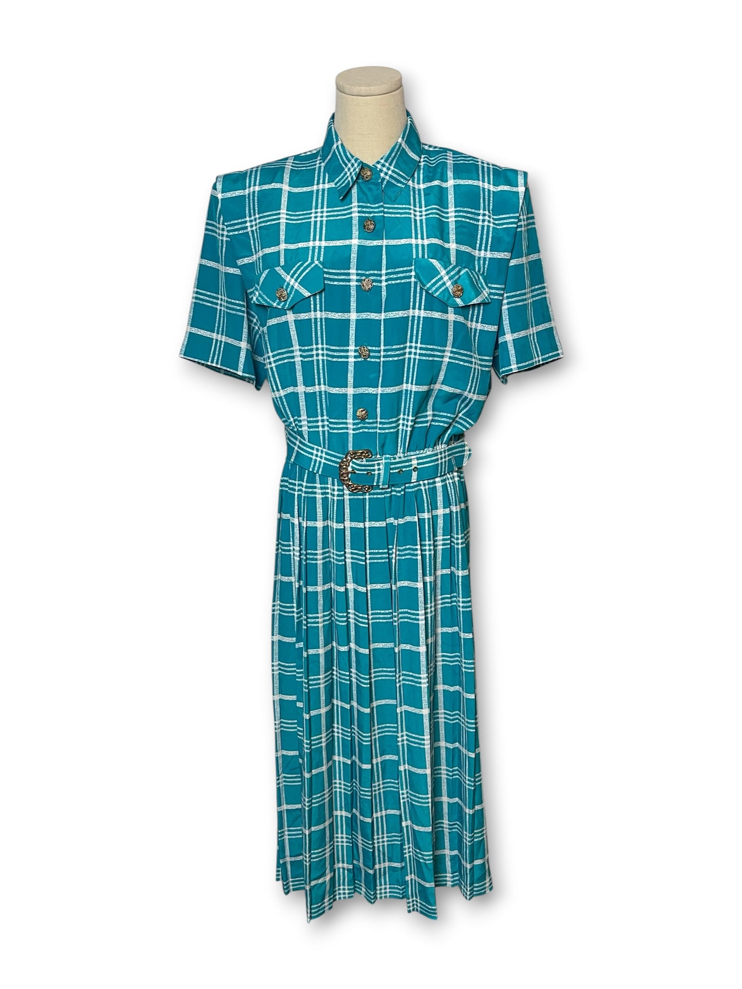80’s Retro Plaid Secretary Dress (L/XL)