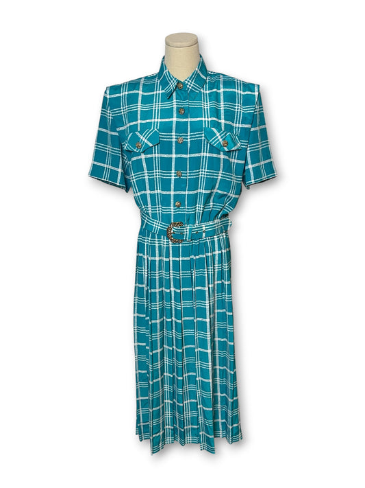 80’s Retro Plaid Secretary Dress (L/XL)