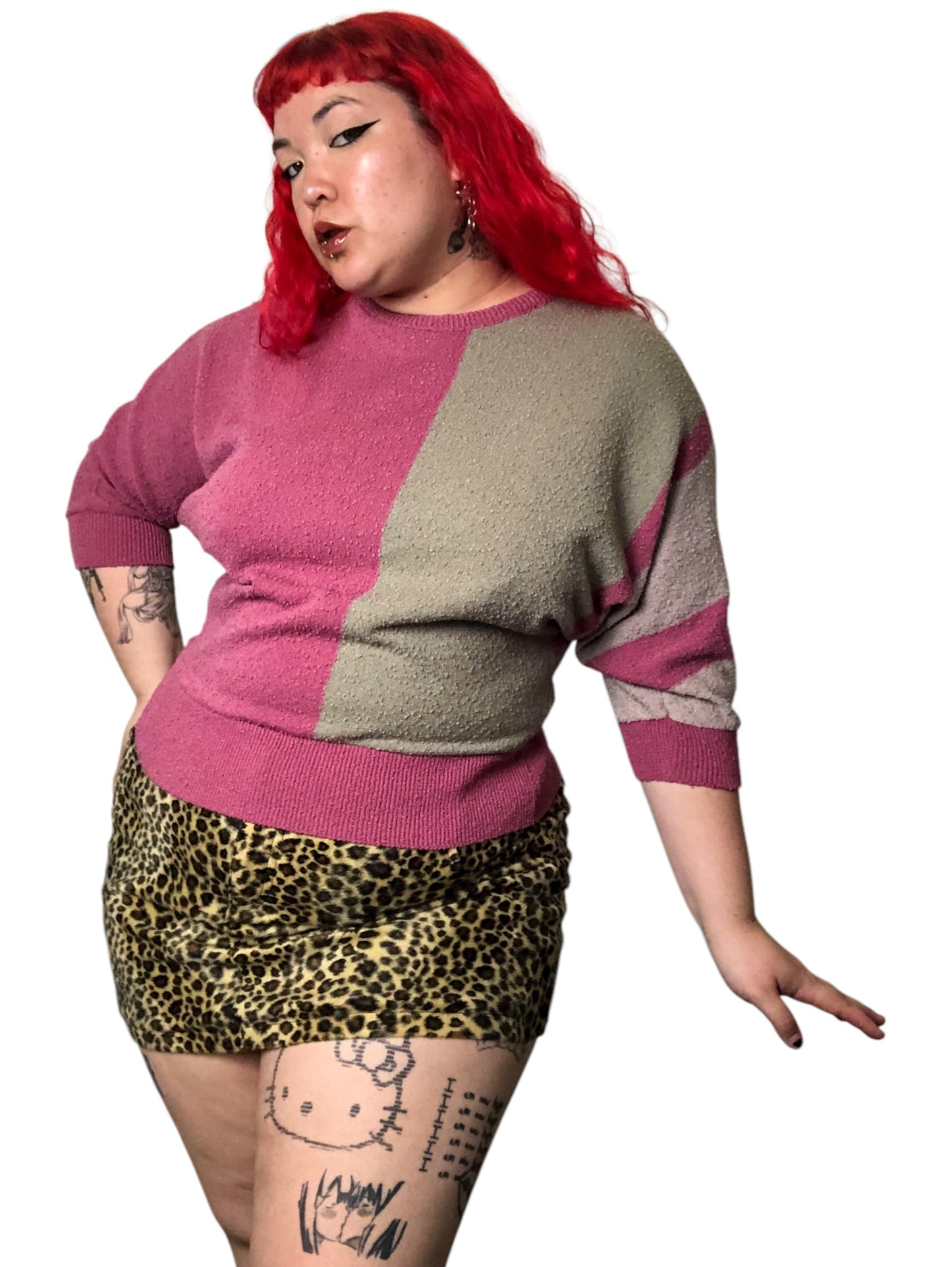 80’s/90’s Rejoice! Pink Striped Sweater (L/XL/2X)
