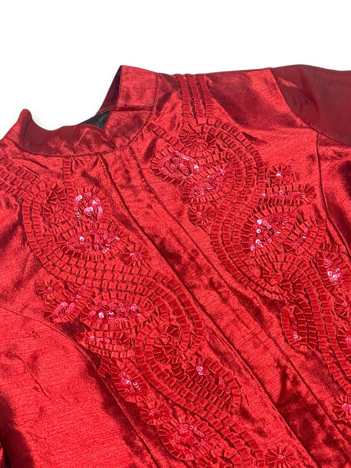 Y2K Chico’s Shiny Ruby Red Blouse (L)