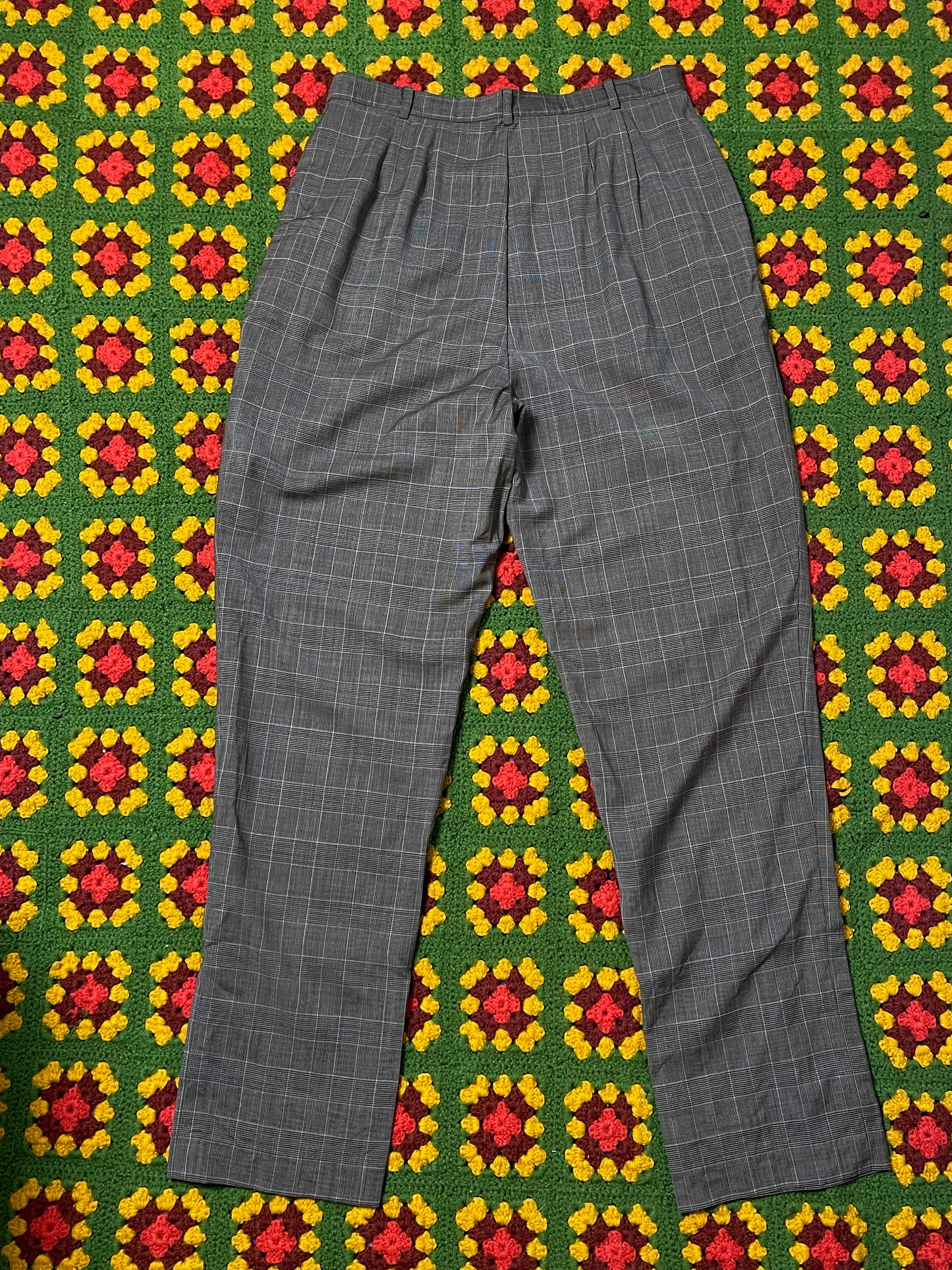 90’s/Y2K Land’s End Brown Plaid Wool Dress Pants (L)