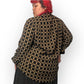 90’s/Y2K Claiborne Black and Brown Retro Grid Print Button Down Shirt (XL/2X)