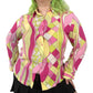 90’s Draper’s & Damon’s Pink and Green Retro Print Blouse (XL)