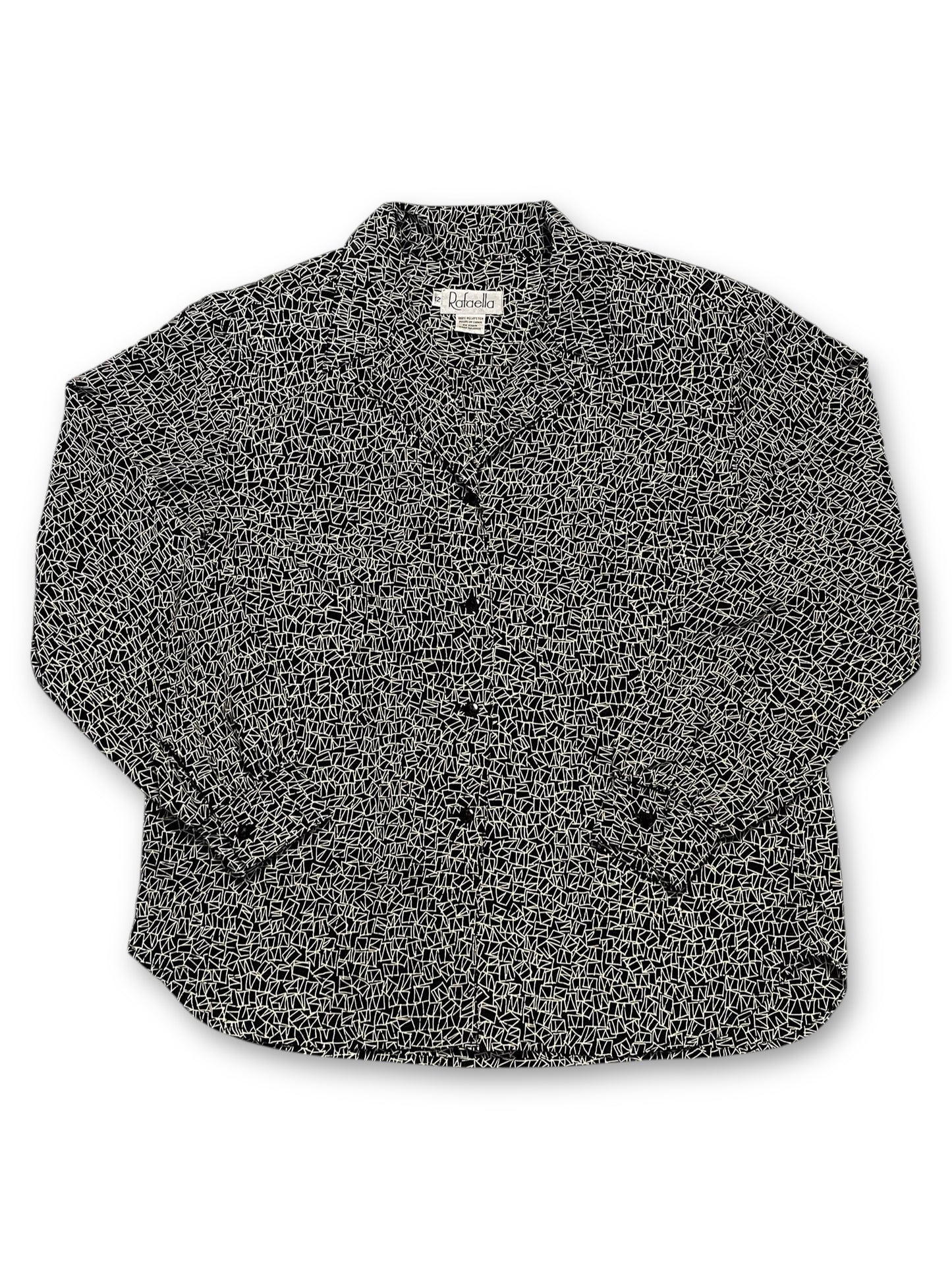 90’s Rafaella Black and White Print Blouse (L/XL)