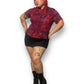 Y2K Red Floral Print Blouse (XL)