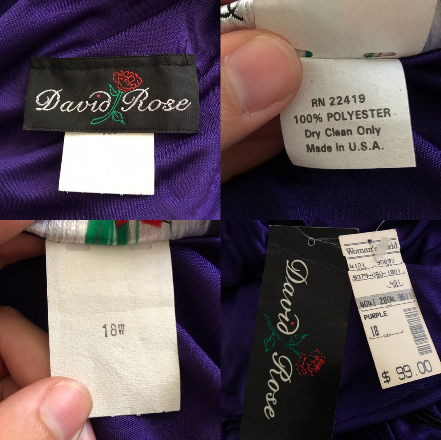 80’s David Rose Purple Retro Cocktail Dress (2X)