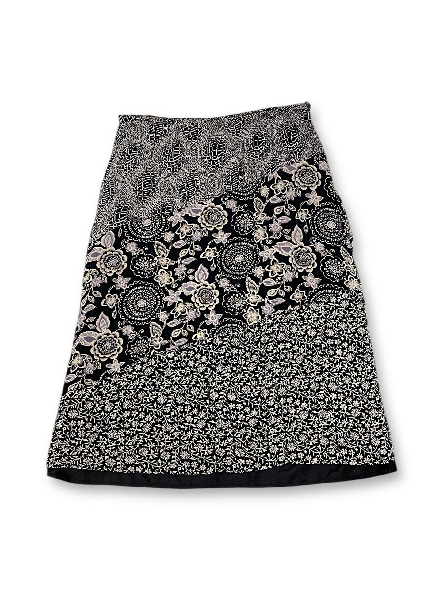Y2K Floral Print Midi Skirt (M)