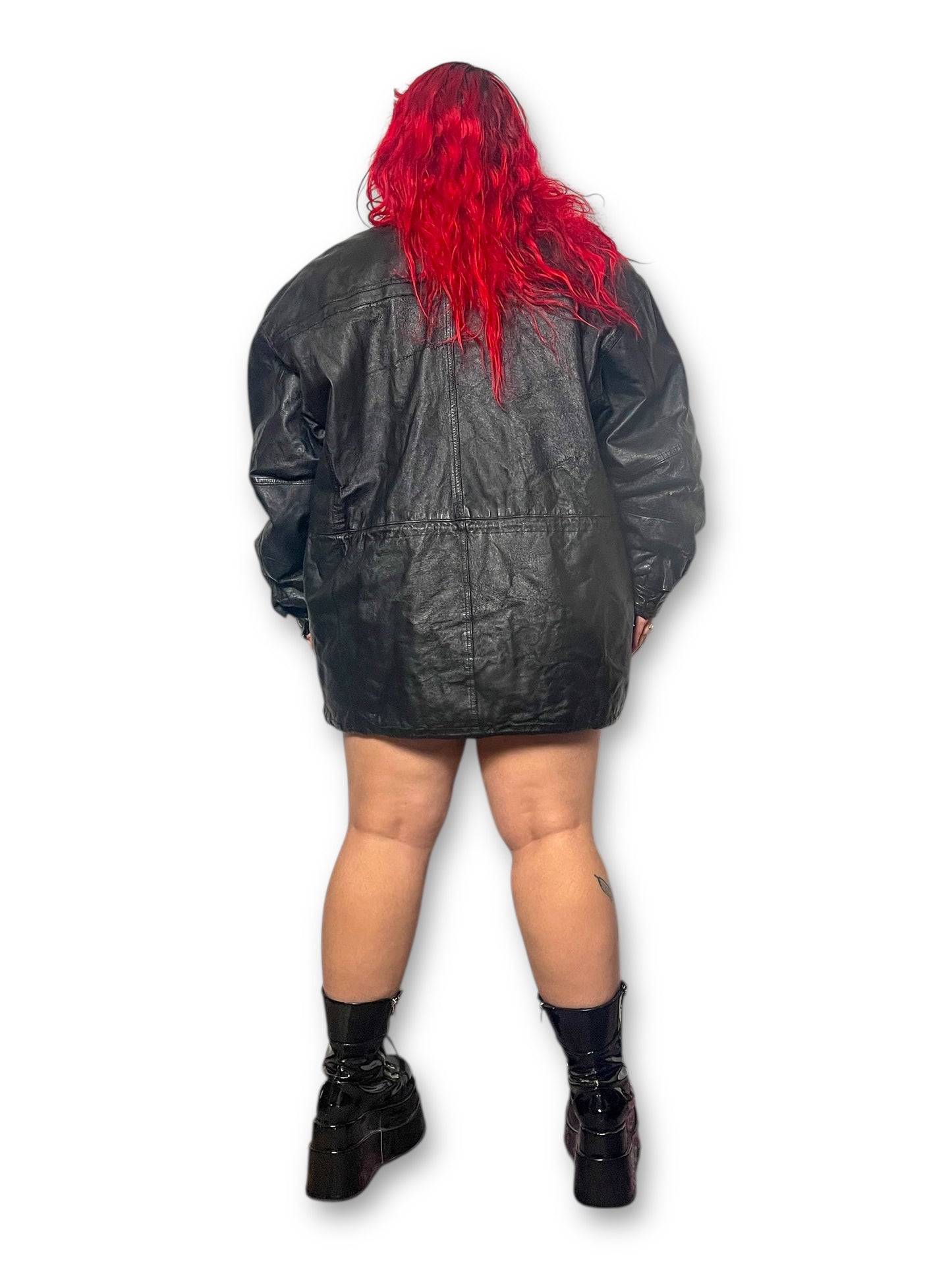 80’s/90’s Phase 2 Black Leather Jacket (XL/1X/2X)