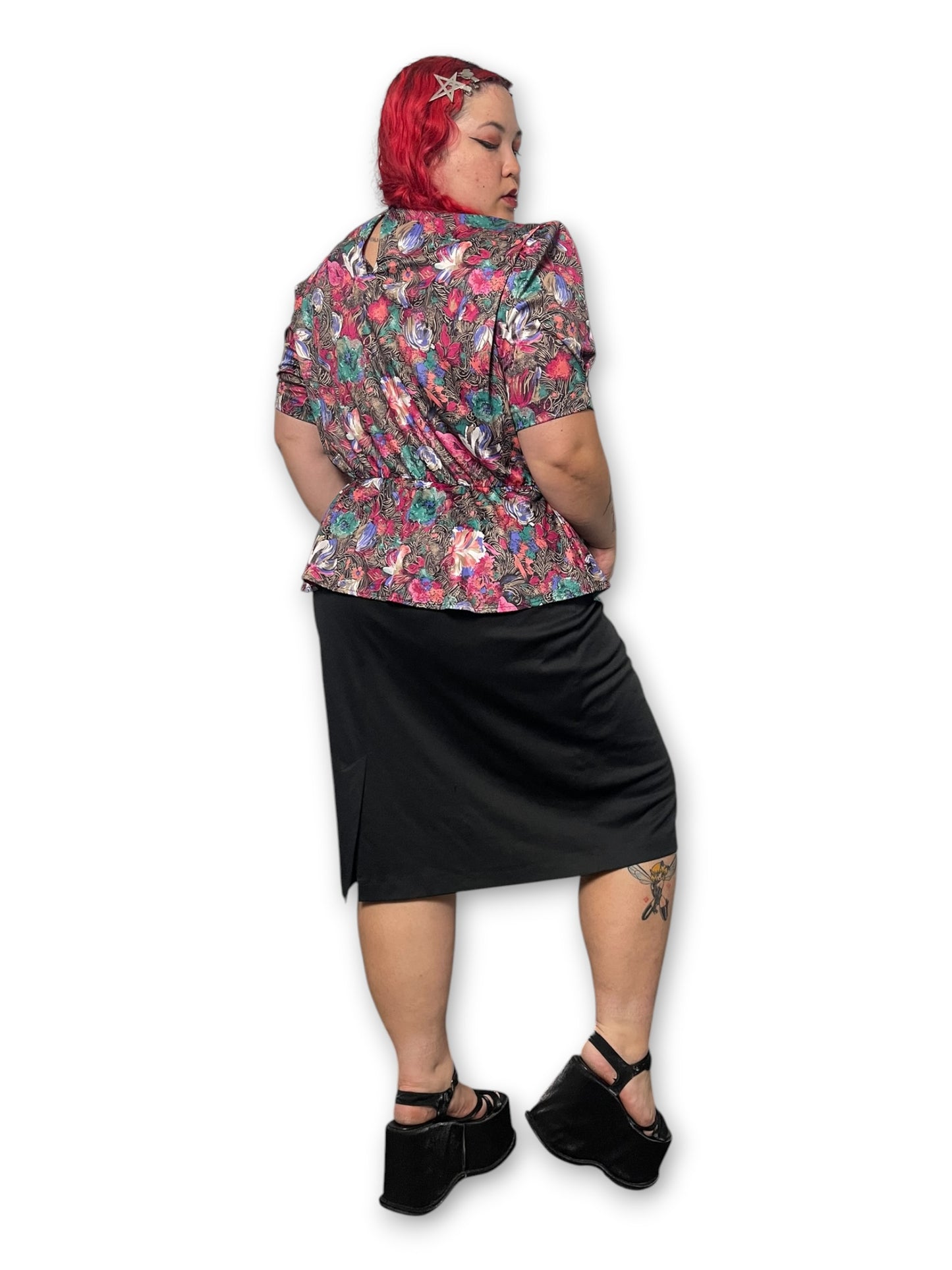 80’s Retro Peplum Dress (1X)