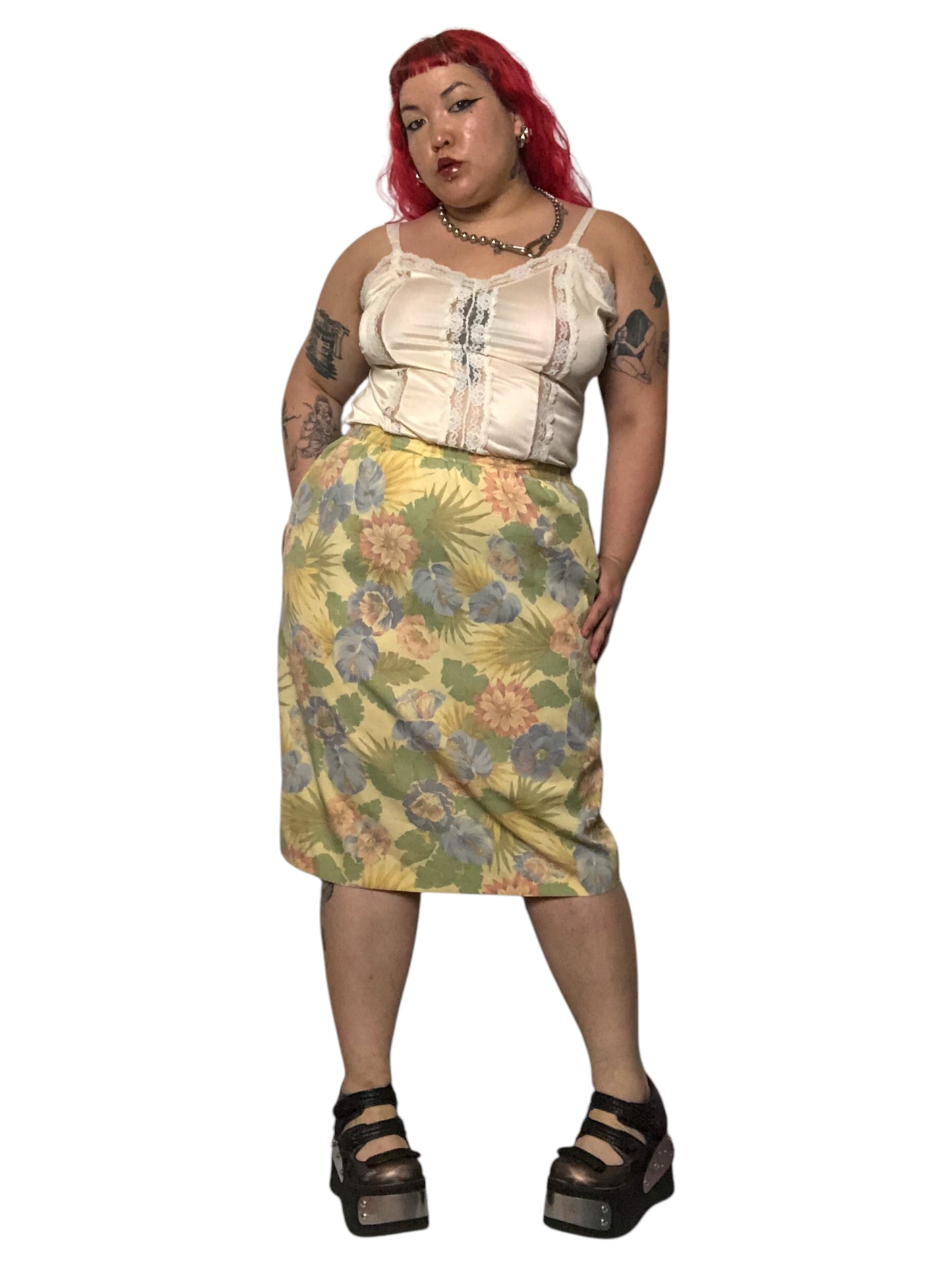 80’s Alfred Dunner Pastel Floral Print Skirt (2X)
