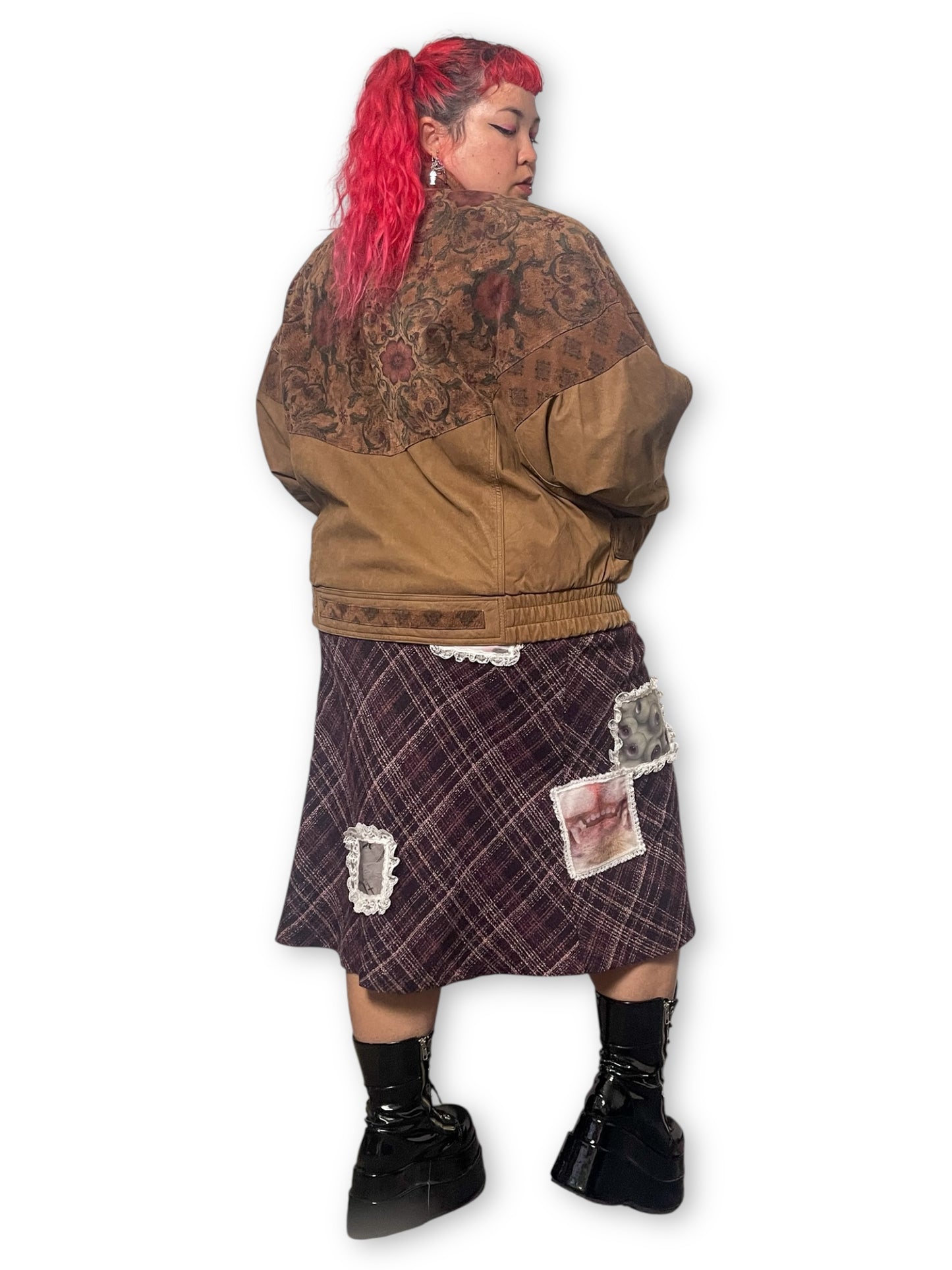 80’s Boho Leather Bomber Jacket (2X/3X/4X)