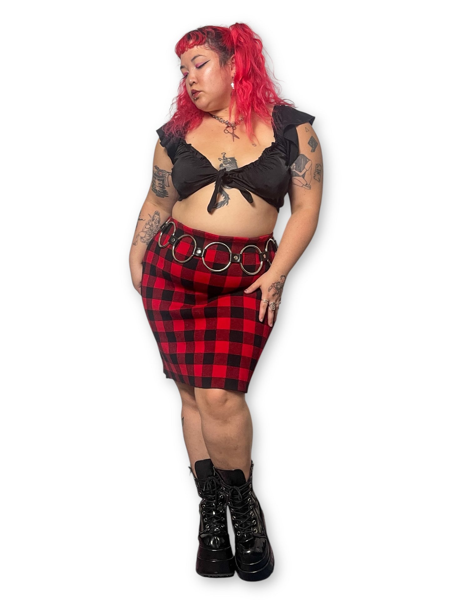 Gingham Plaid Bodycon Skirt (2X/3X/4X)