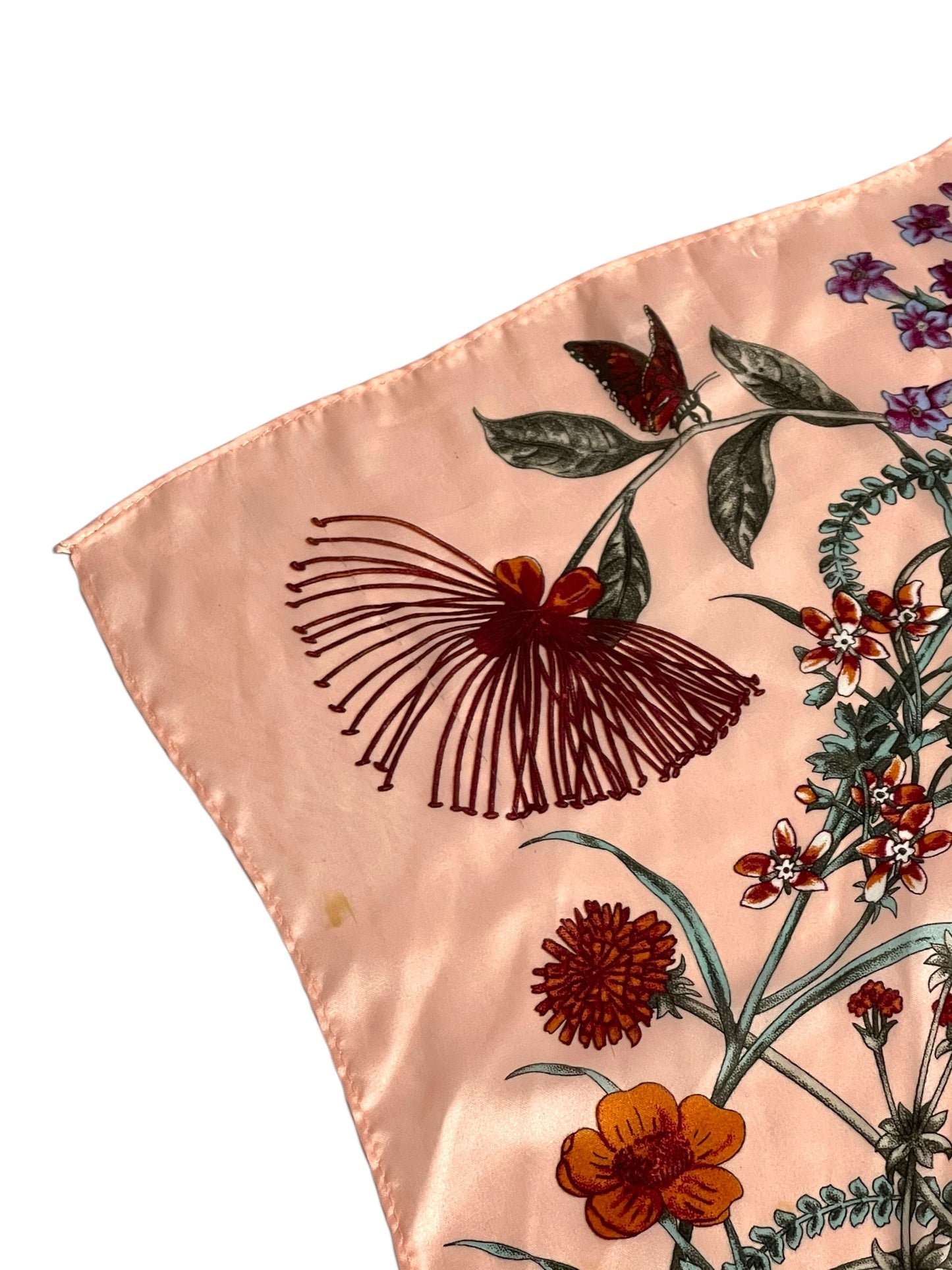 Vintage Pink Floral Satin Scarf