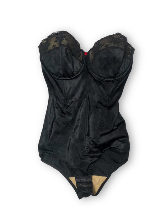 70’s Flexees Black Satin Bustier Bodysuit (38D)